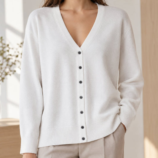 Women's Relaxed-Fit V-Neck Button-Front Knit Cardigan