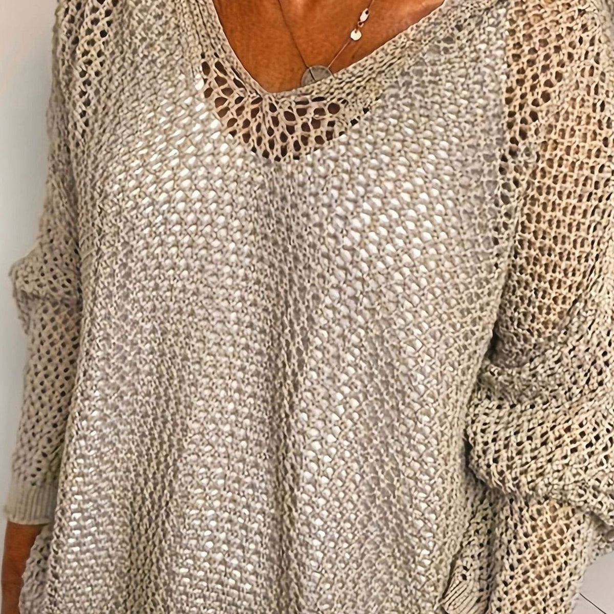 Women's Relaxed Open-Knit Hooded Sweater