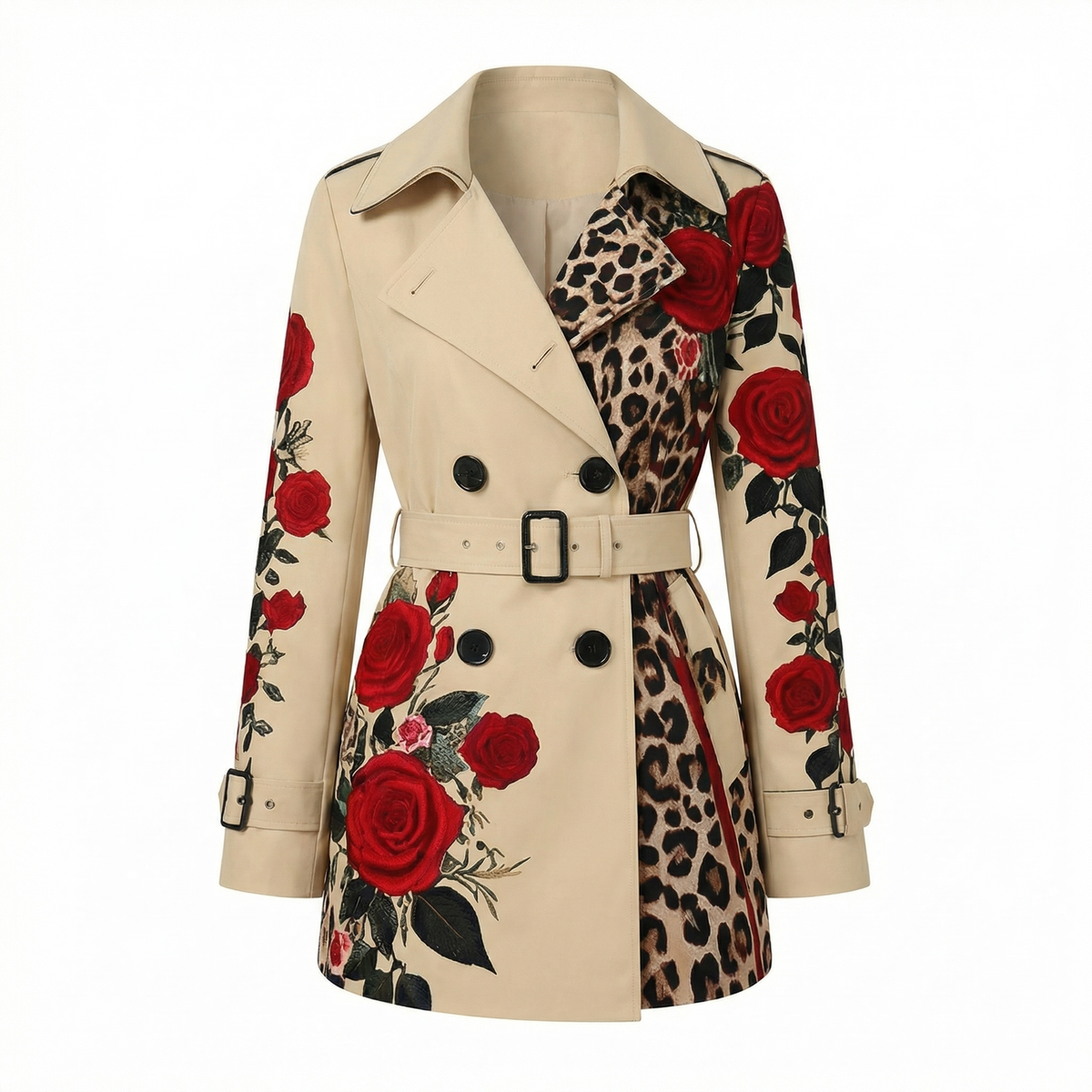 Women's Rose Print Tailored Coat