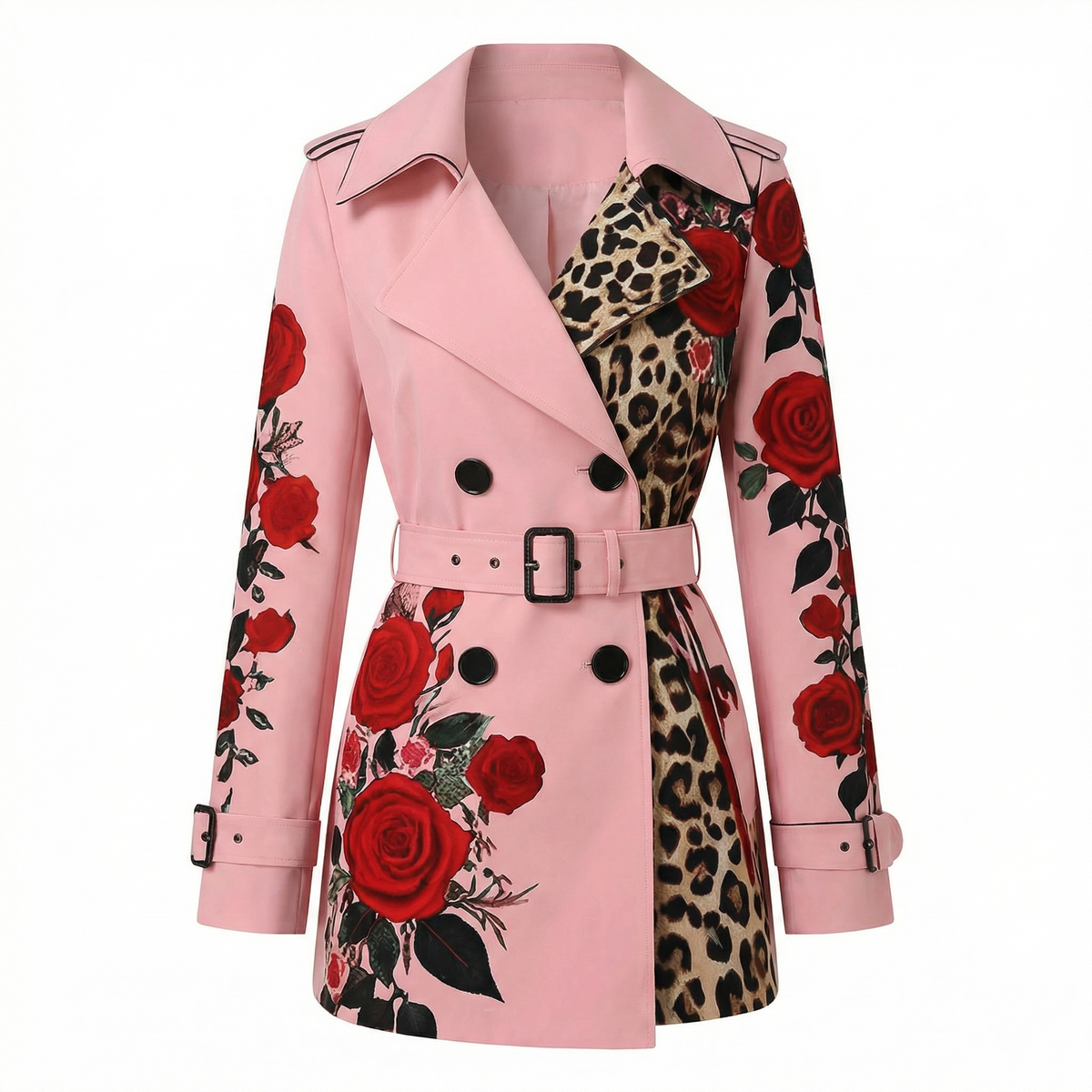 Women's Rose Print Tailored Coat