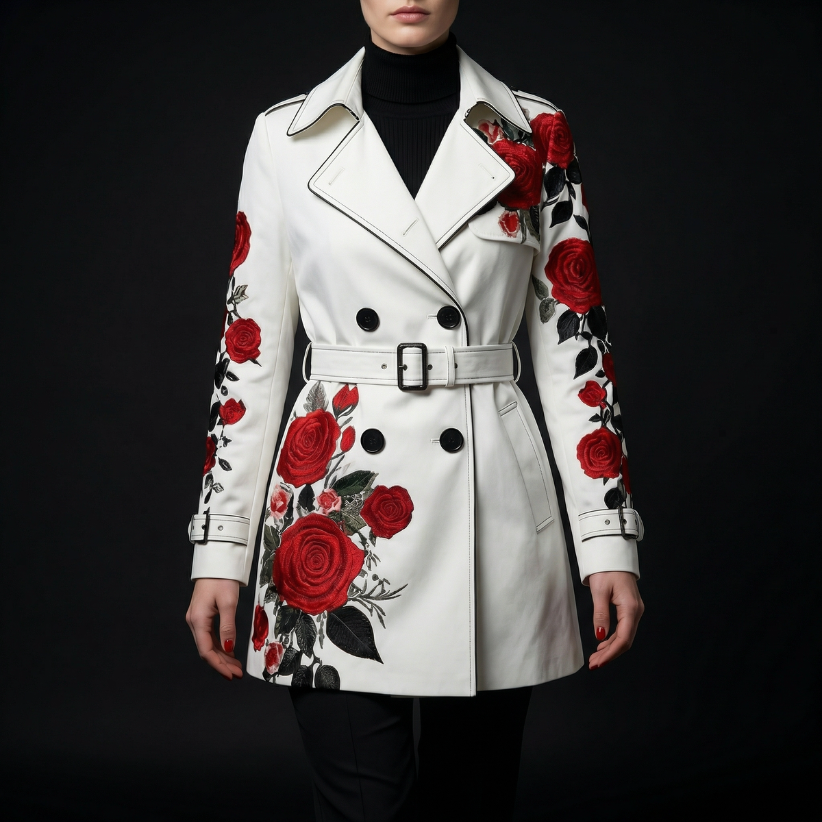 Women's Rose Print Tailored Coat