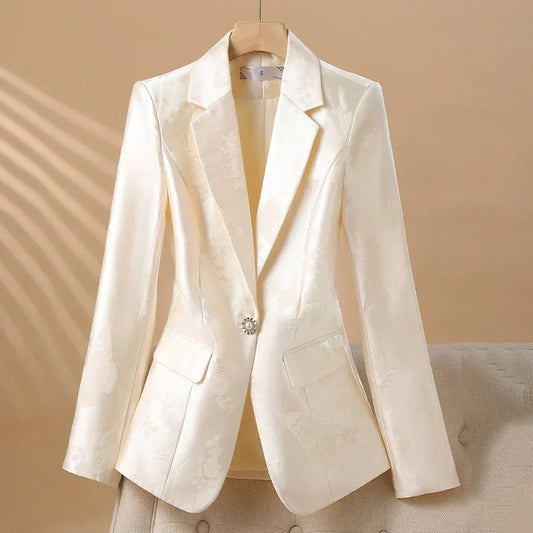 Women's Rosette Blazer with Jeweled Button