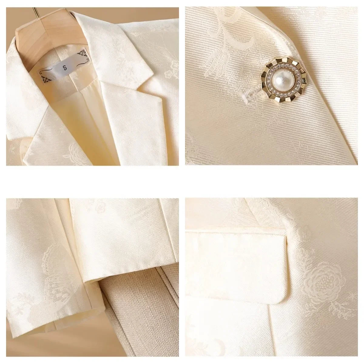 Women's Rosette Blazer with Jeweled Button