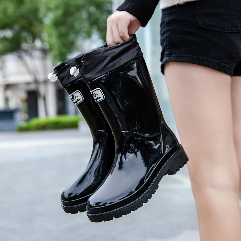 Women's Rubber Boots with Adjustable Drawstring