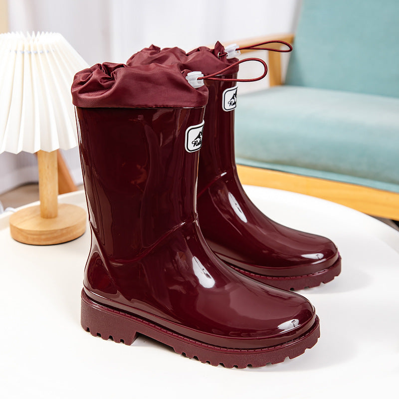 Women's Rubber Boots with Adjustable Drawstring