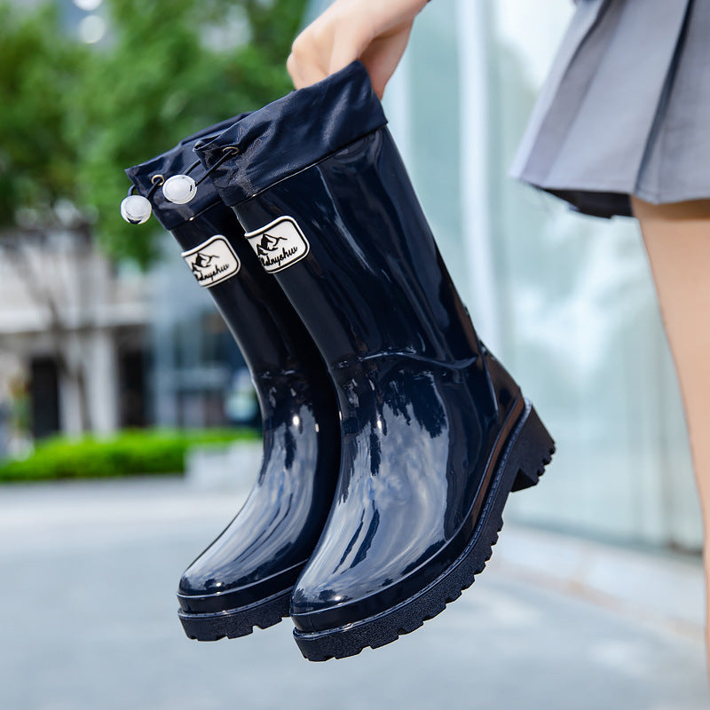 Women's Rubber Boots with Adjustable Drawstring