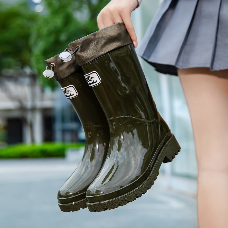 Women's Rubber Boots with Adjustable Drawstring