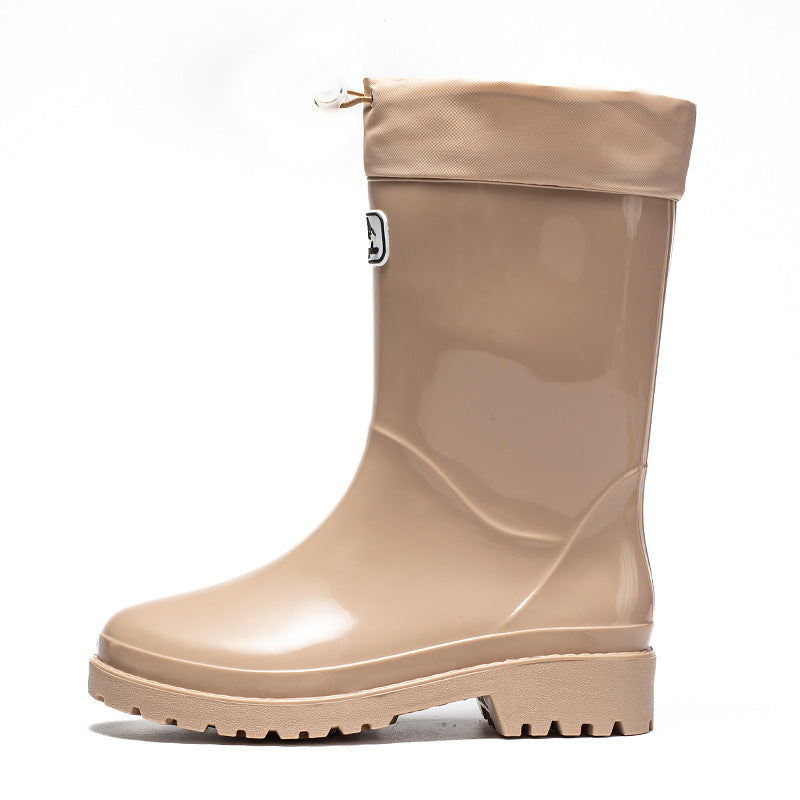 Women's Rubber Boots with Adjustable Drawstring