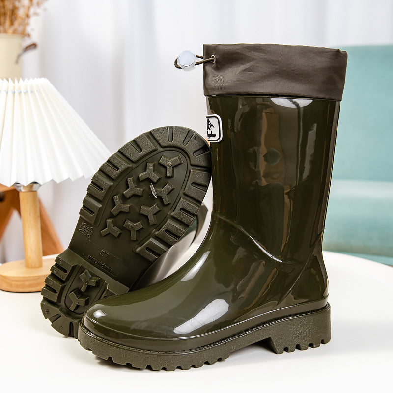 Women's Rubber Boots with Adjustable Drawstring