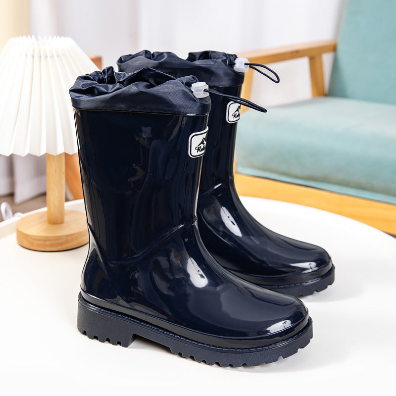 Women's Rubber Boots with Adjustable Drawstring