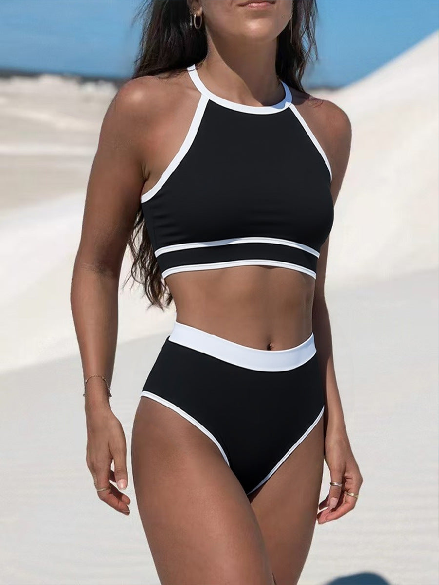 Women's Sporty Bikini Set with High-Cut Bottoms and Racerback Top