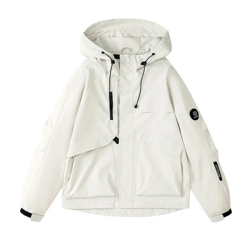 Women's Technical Outdoor Jacket with Breathable Membrane and Adjustable Hood