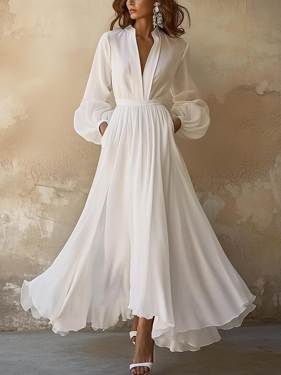 Women's V-Neck A-Line Maxi Dress