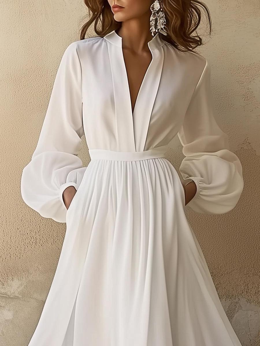Women's V-Neck A-Line Maxi Dress