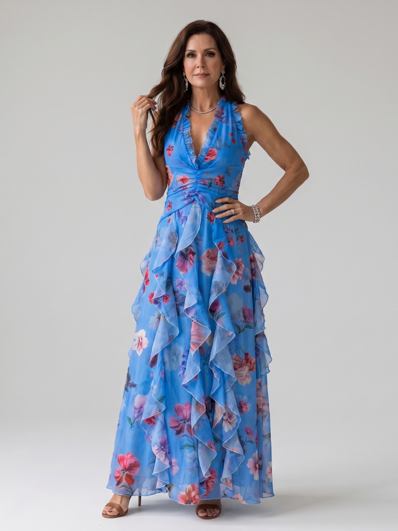 Women's V-Neck Halter Maxi Dress