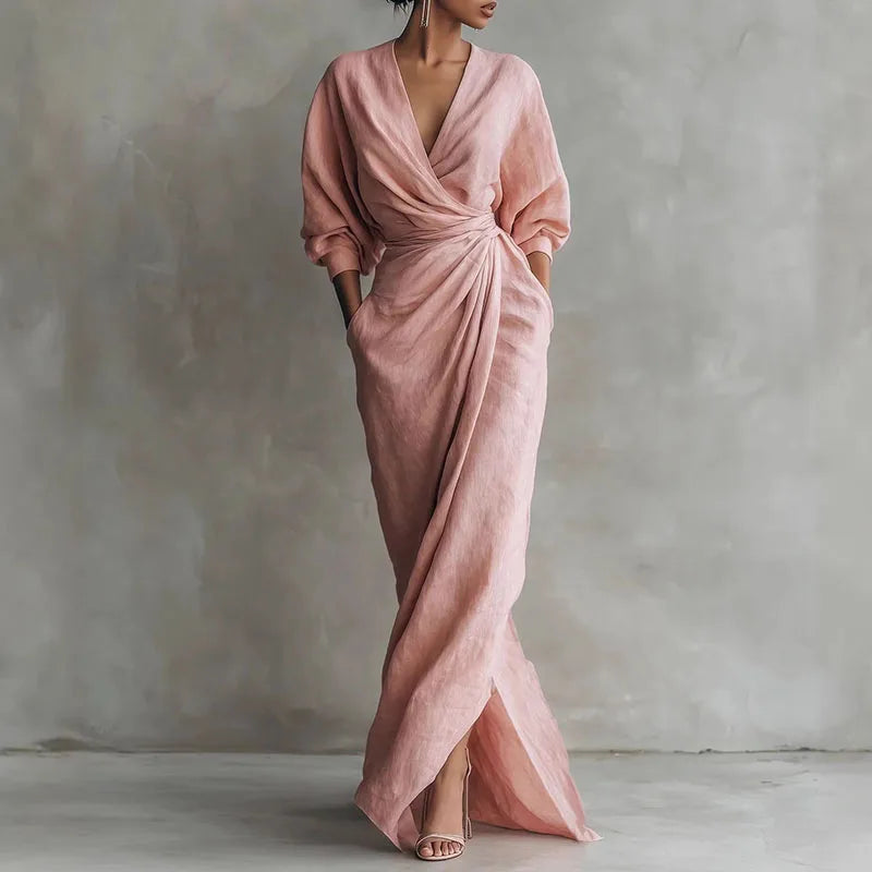 Women's V-Neck Wrap Maxi Dress