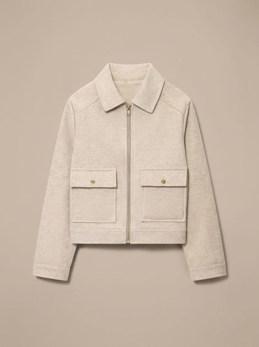 Women's Vintage Stand-Collar Wool-Blend Short Coat