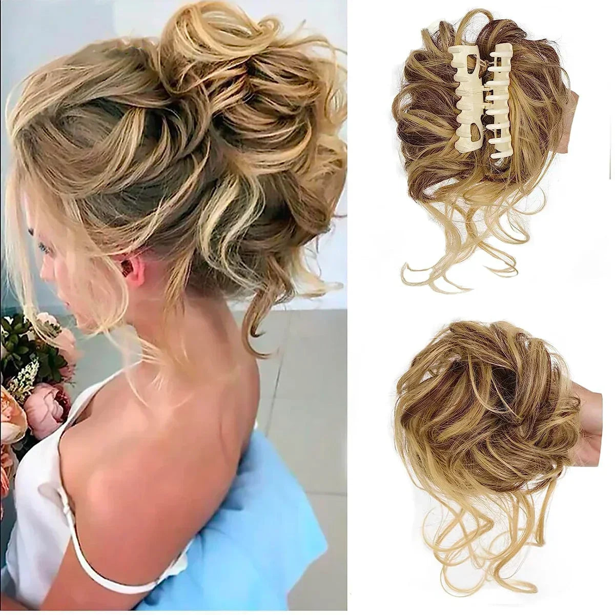 Women's Voluminous Curly Messy Bun Hair Clip
