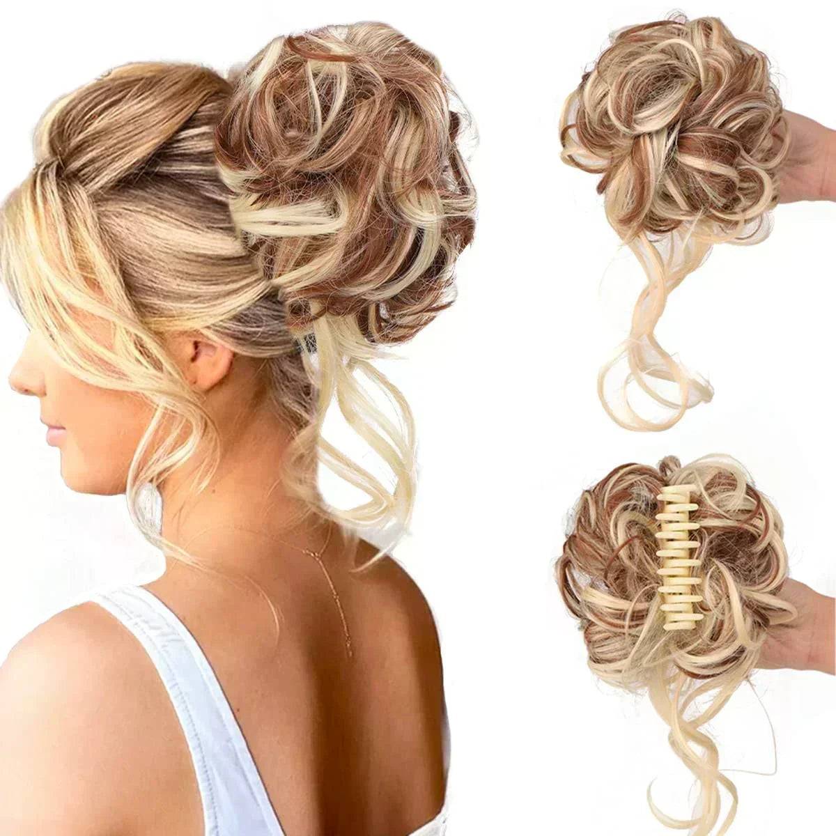 Women's Voluminous Curly Messy Bun Hair Clip