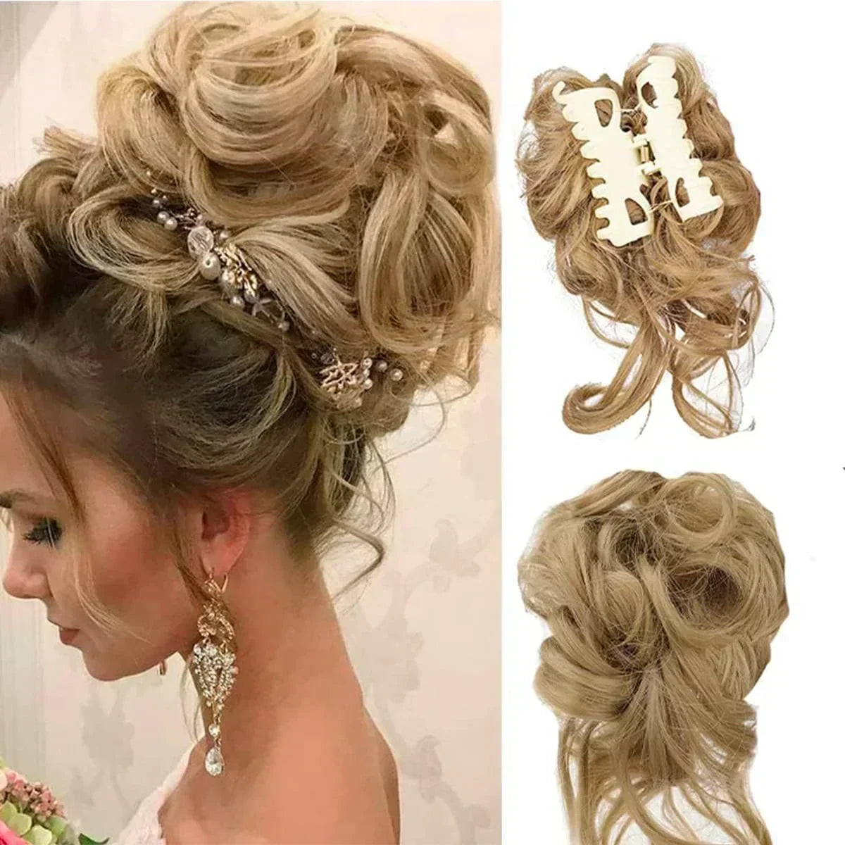 Women's Voluminous Curly Messy Bun Hair Clip