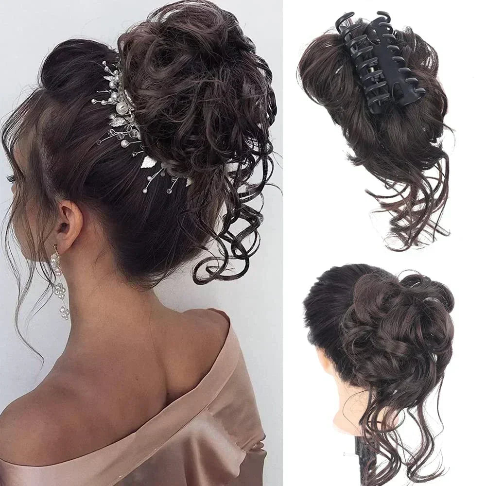 Women's Voluminous Curly Messy Bun Hair Clip