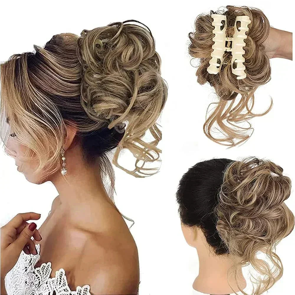 Women's Voluminous Curly Messy Bun Hair Clip