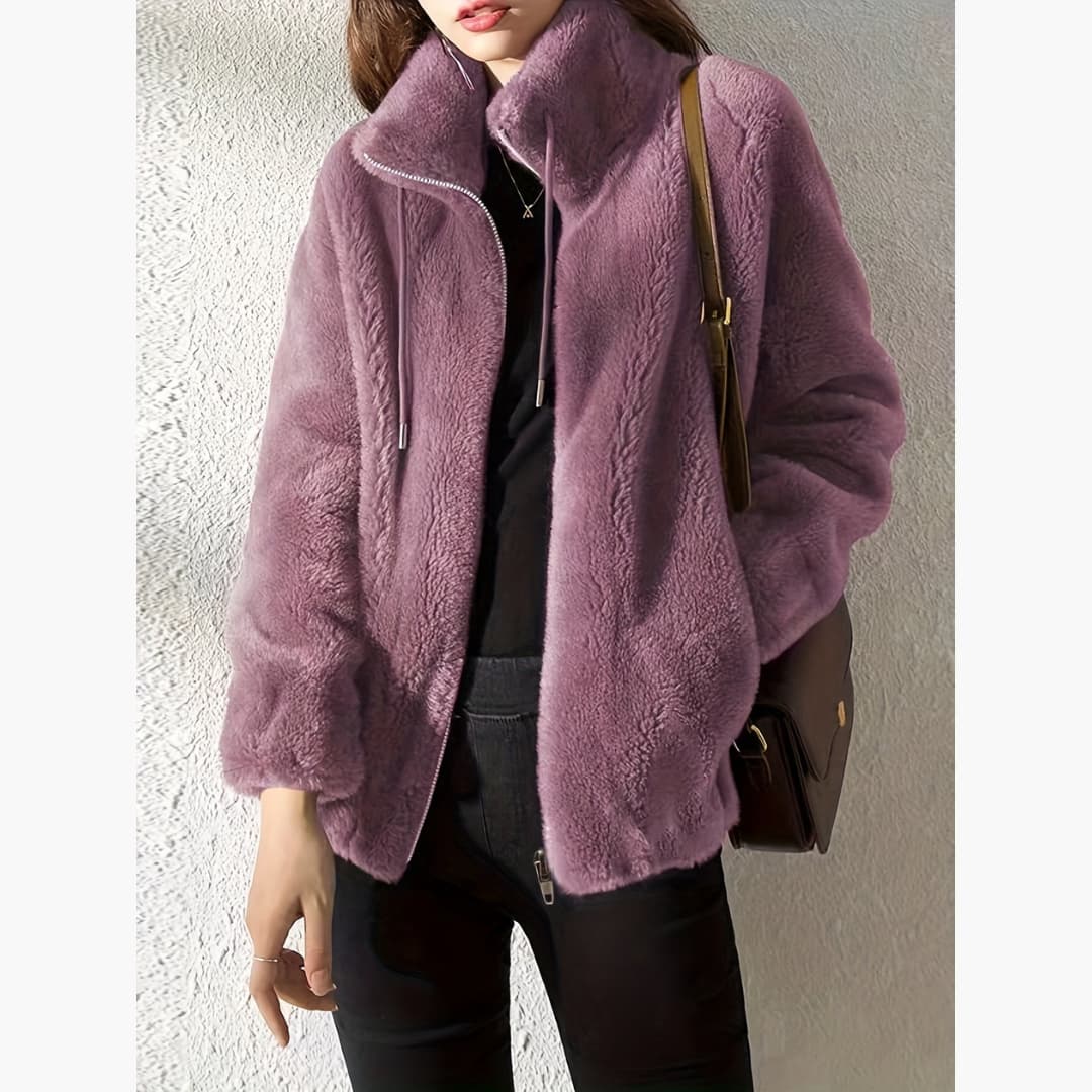 Women's Warm and Casual Zip-Up Teddy Coat Jacket