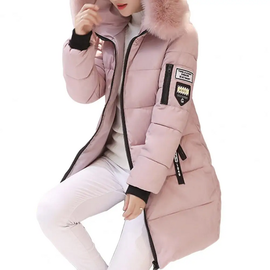 Women's Windproof Hooded Winter Coat with Pockets
