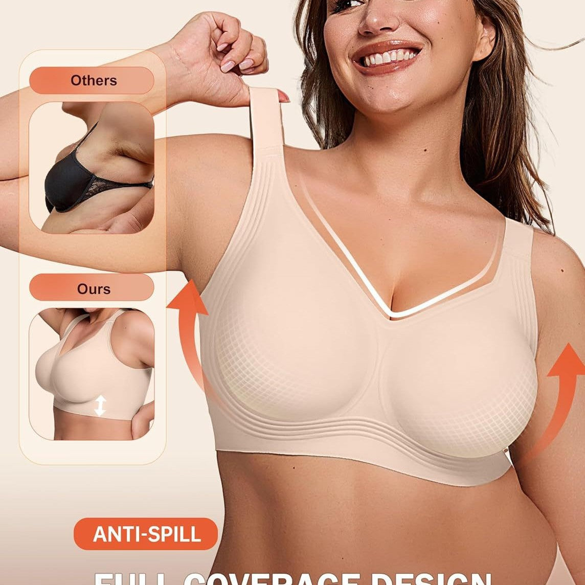Women's Wireless Full-Coverage Support Push-Up Bra