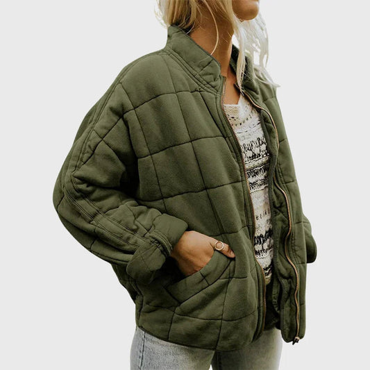 Women's Zip-Up Quilted Stand-Collar Puffer Jacket