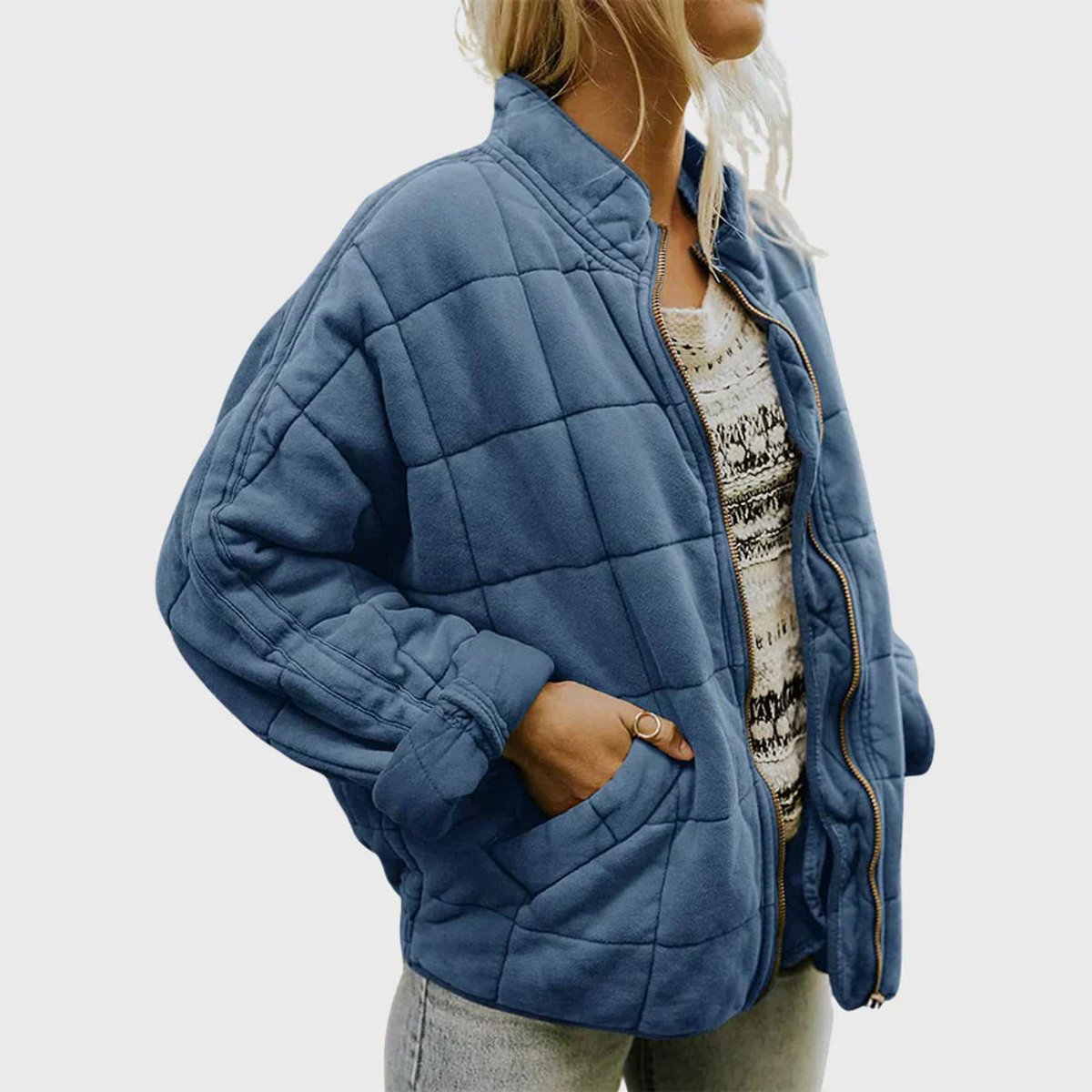Women's Zip-Up Quilted Stand-Collar Puffer Jacket