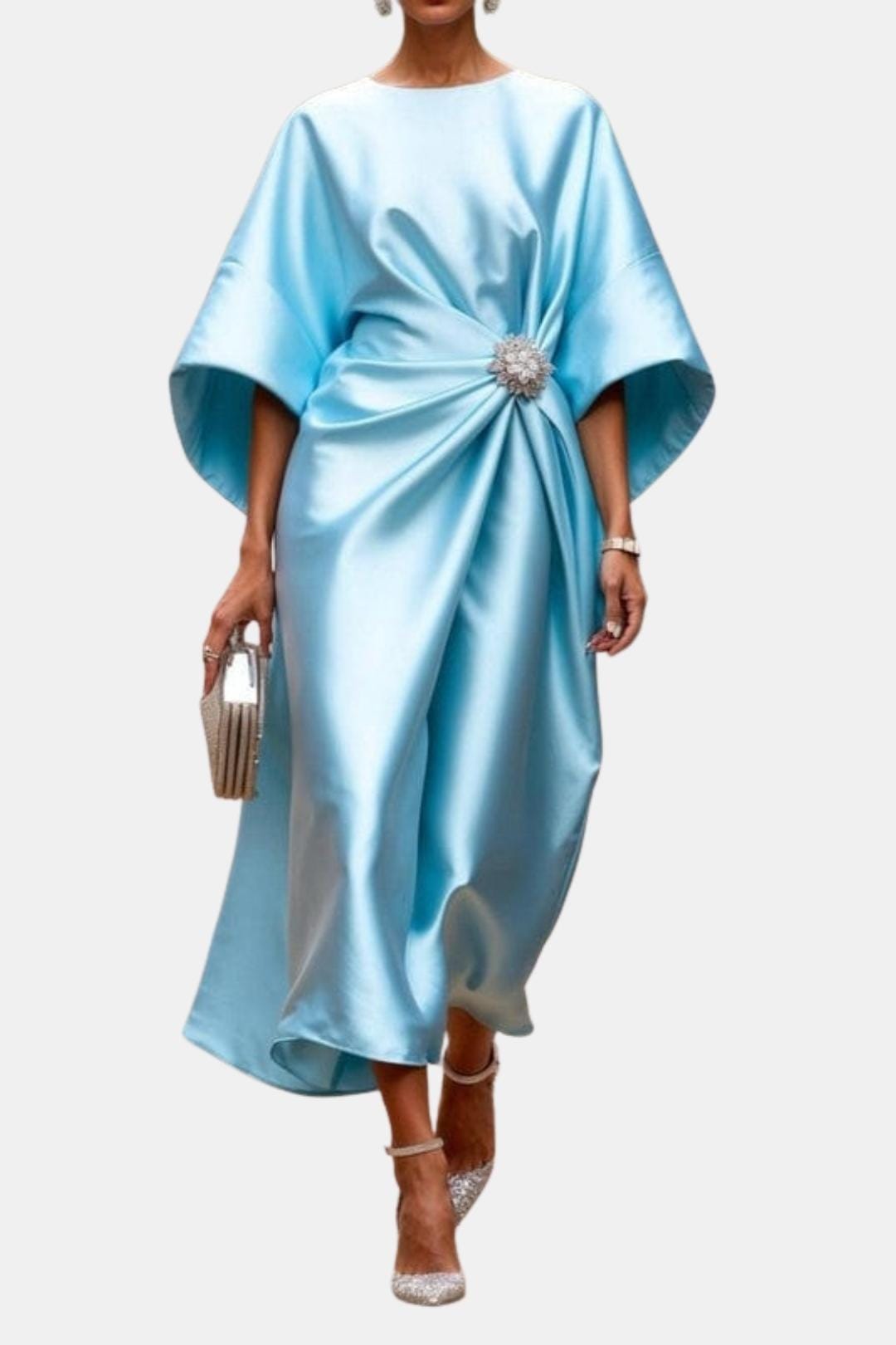 Image of Women's Batwing Sleeve Wrap Midi Dress