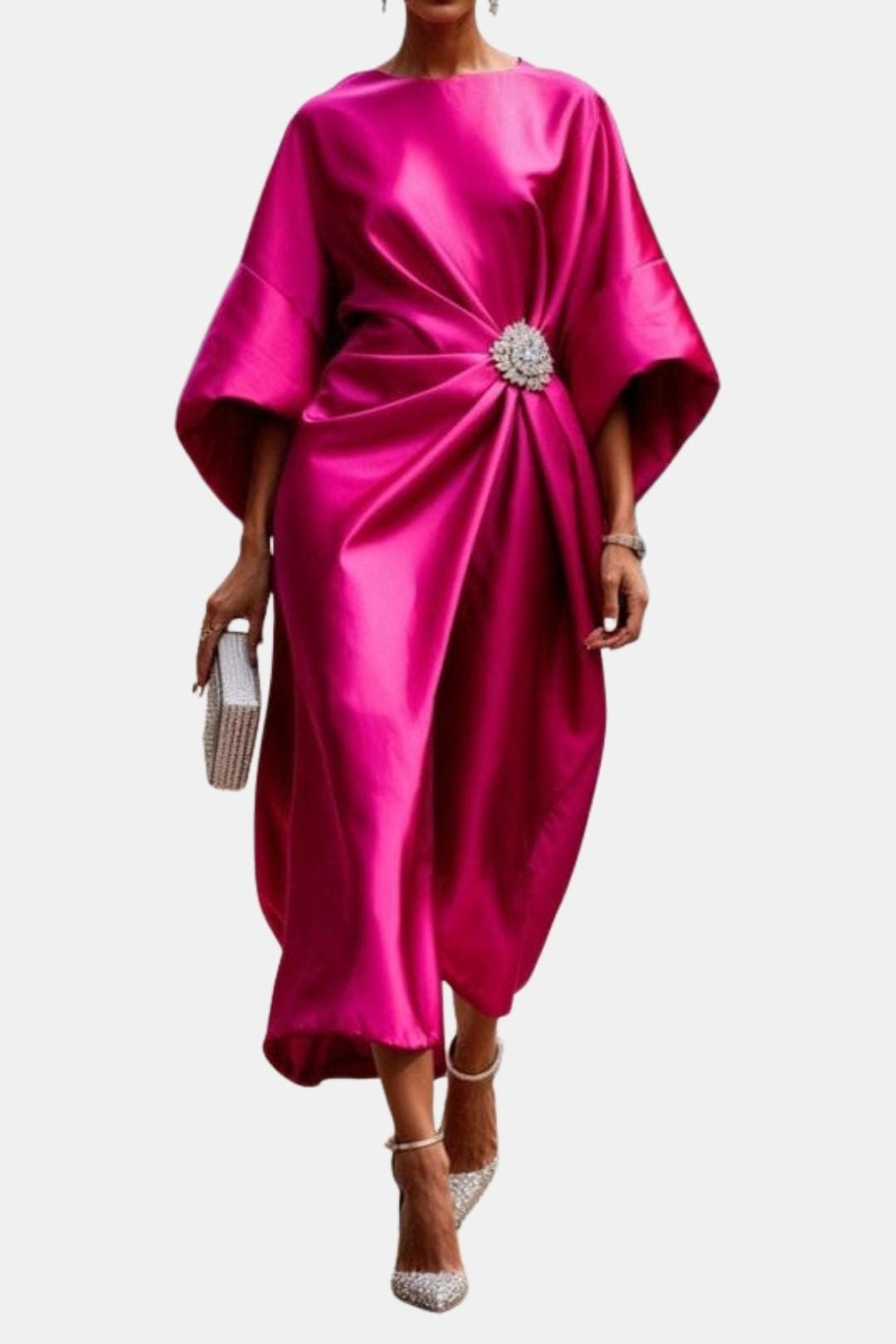 Image of Women's Batwing Sleeve Wrap Midi Dress