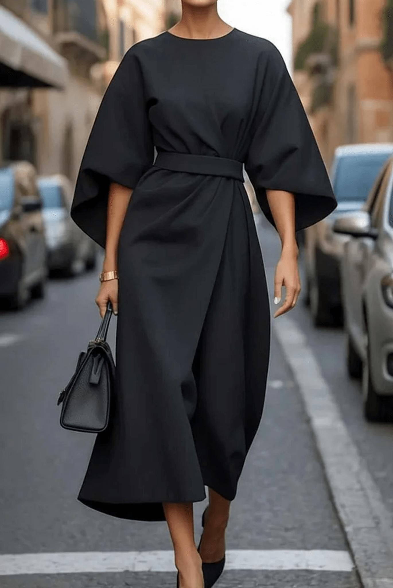 Image of Women's Belted A-Line Midi Dress