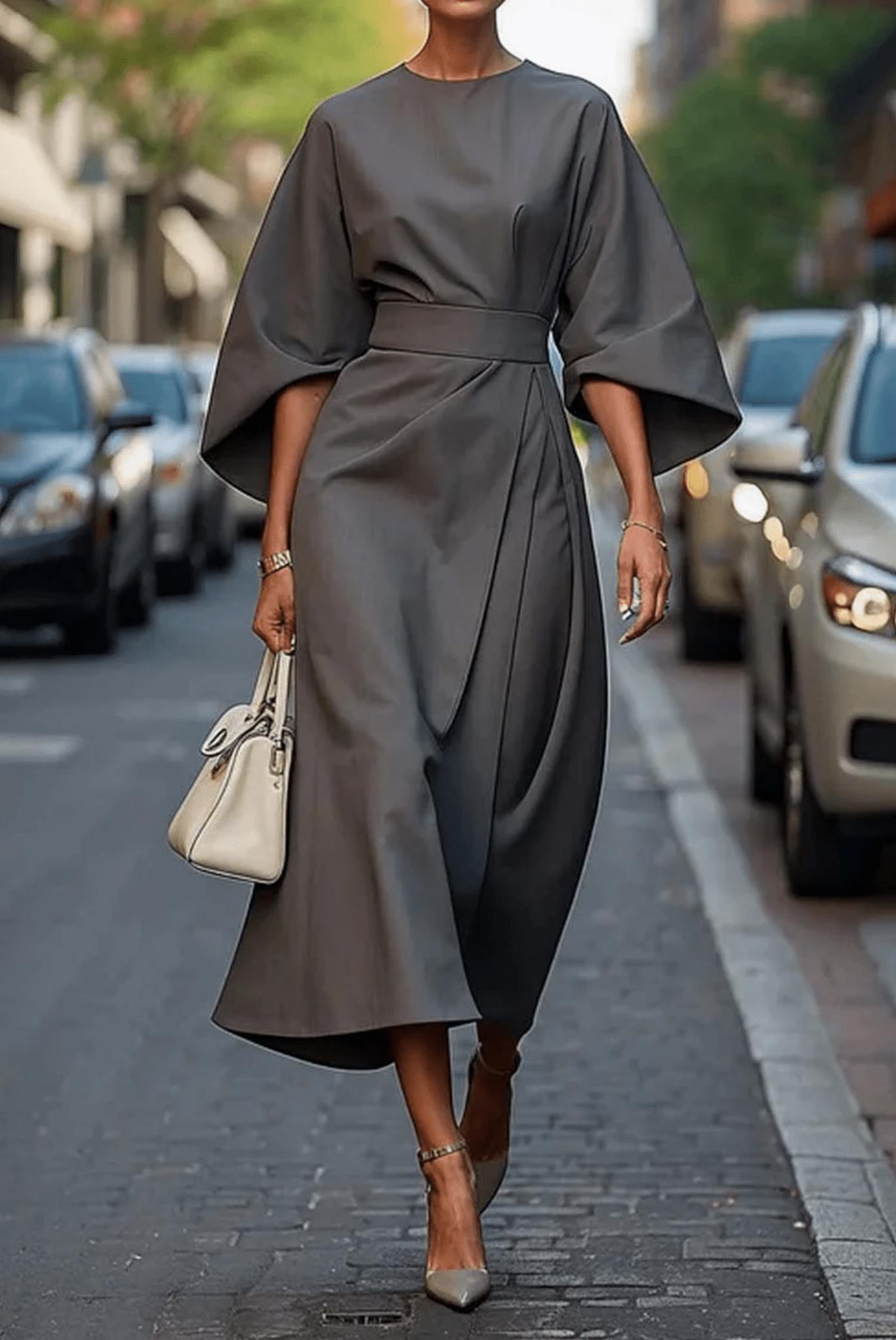 Image of Women's Belted A-Line Midi Dress