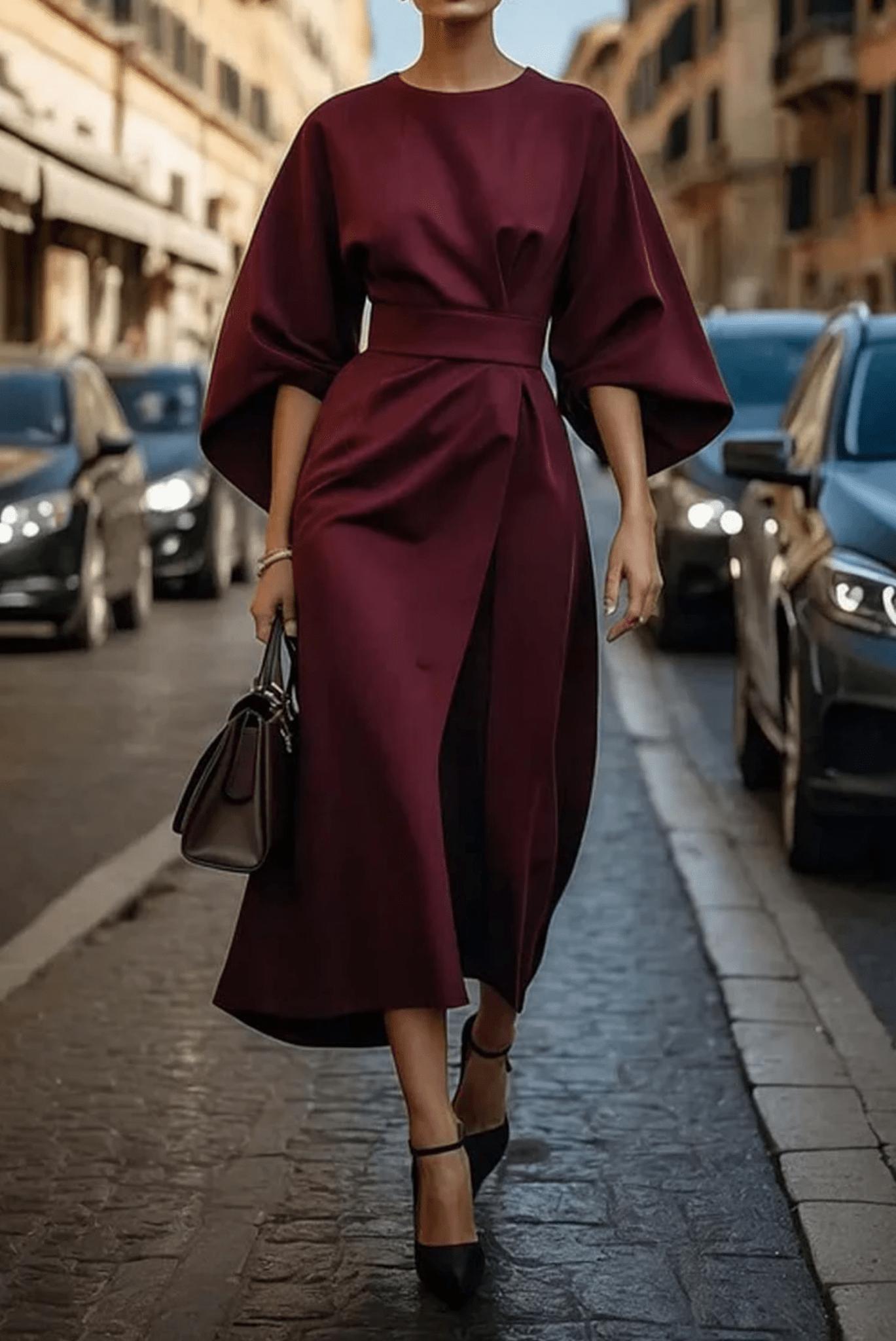 Image of Women's Belted A-Line Midi Dress
