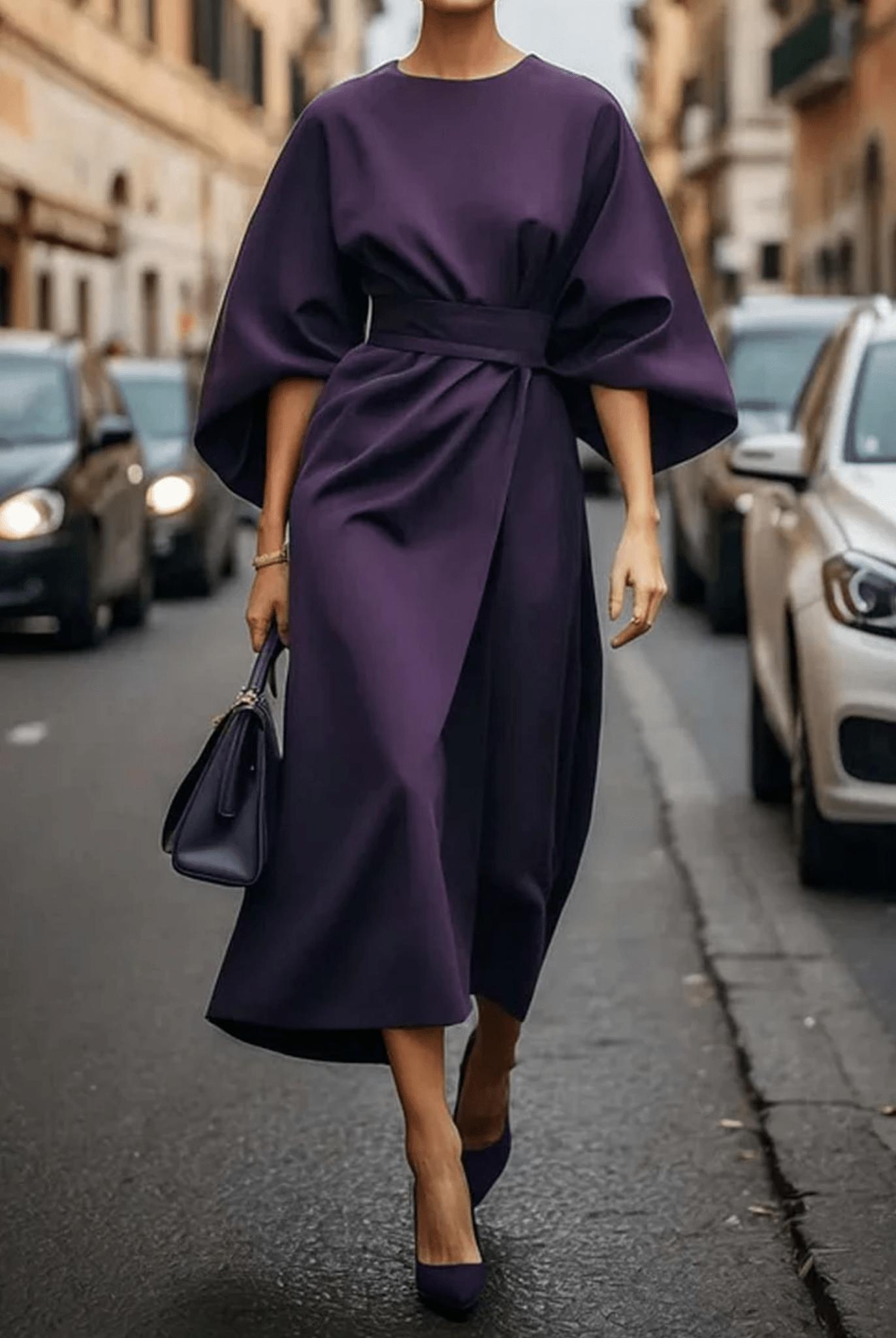 Image of Women's Belted A-Line Midi Dress