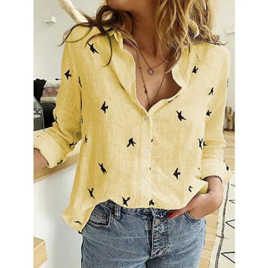 Image of Women's Bird Print Relaxed Fit Shirt