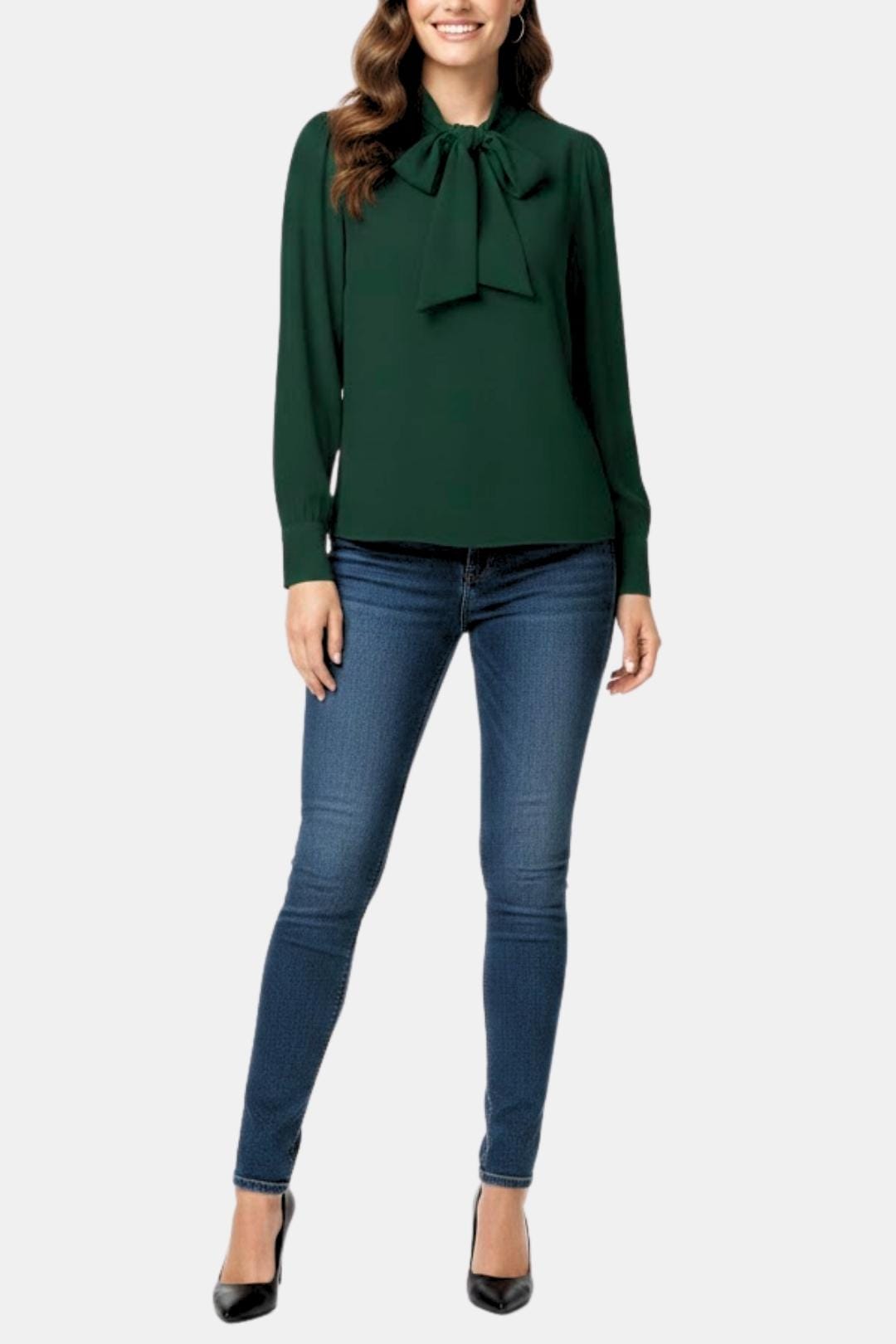 Image of Women's Bow Collared Long Sleeve Blouse