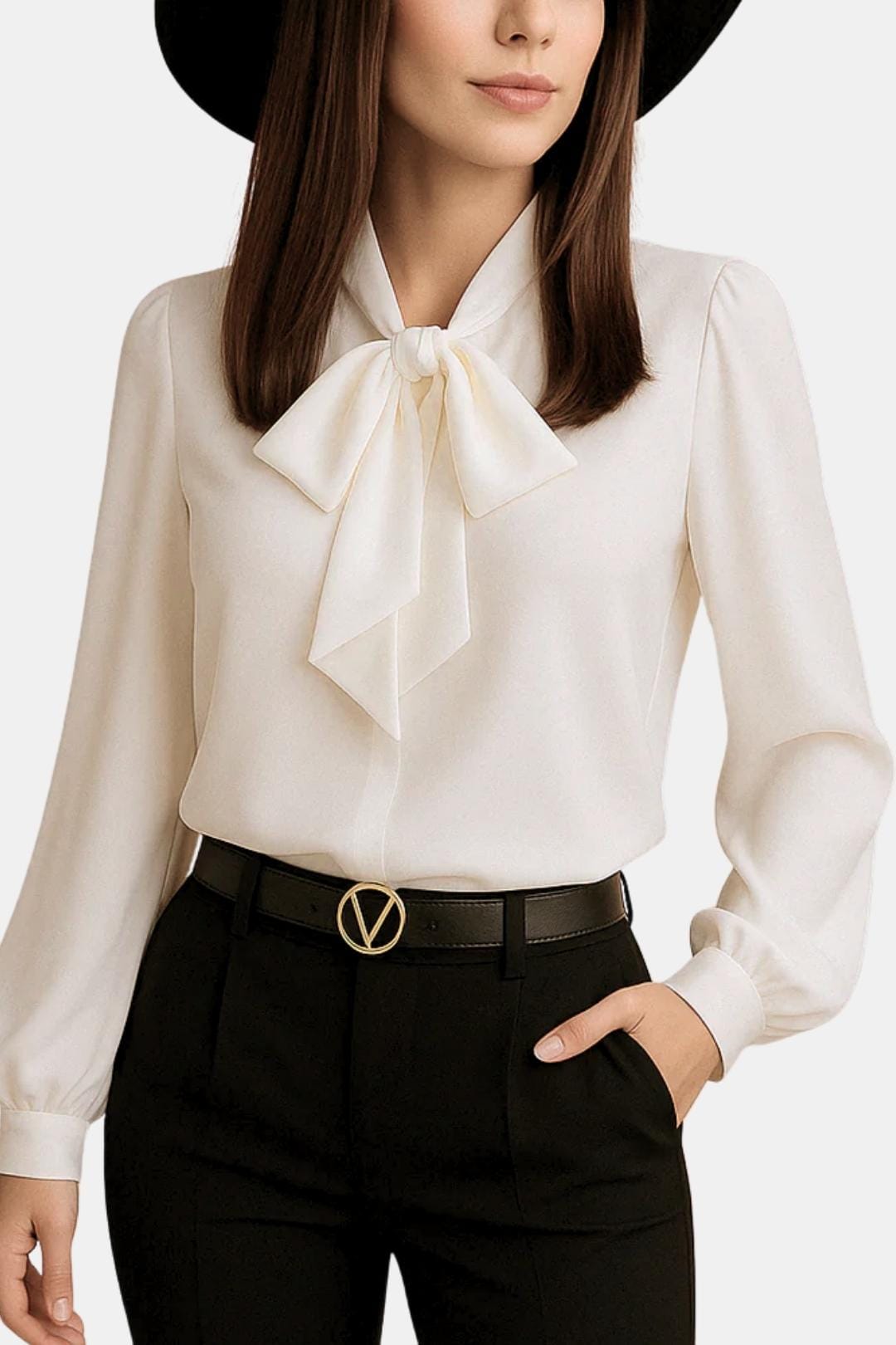 Image of Women's Bow Collared Long Sleeve Blouse