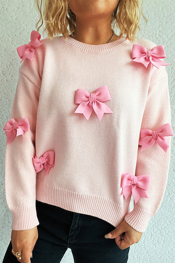 Image of Women's Bow Embellished Crewneck Sweater