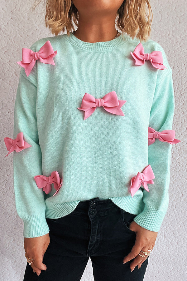 Image of Women's Bow Embellished Crewneck Sweater