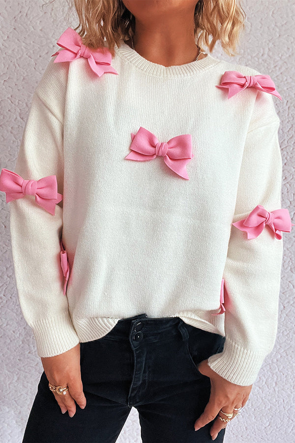 Image of Women's Bow Embellished Crewneck Sweater