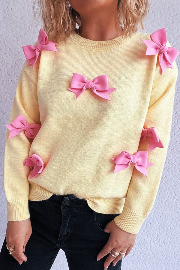 Image of Women's Bow Embellished Crewneck Sweater
