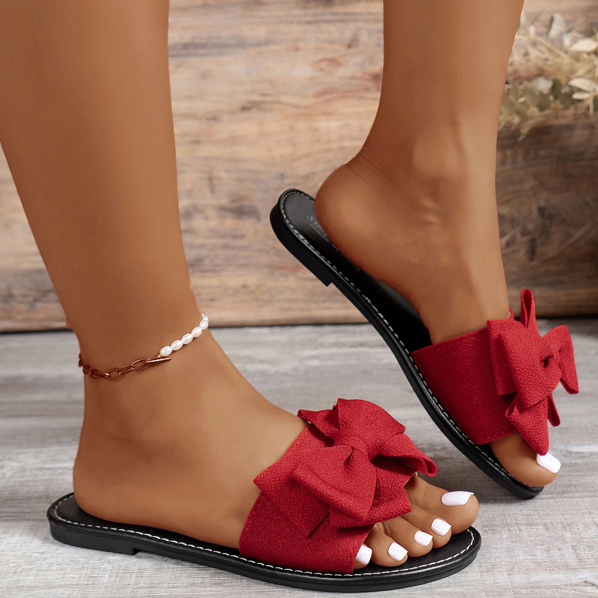 Image of Women's Bow Slide Flat Sandals