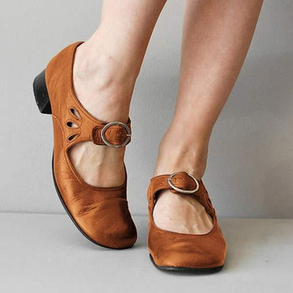 Image of Women's Buckle Low Heel Mary Jane Shoes