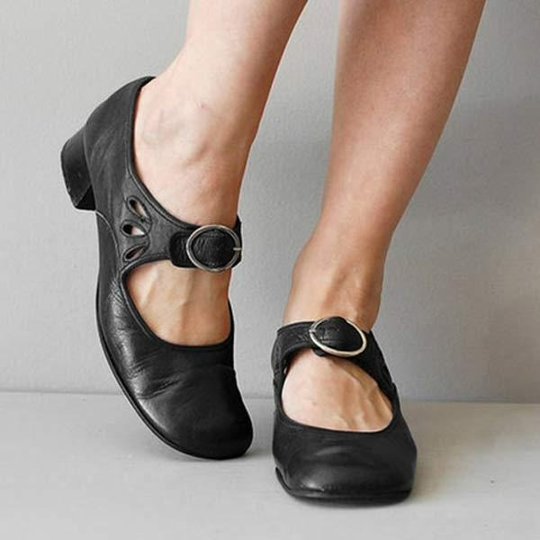 Image of Women's Buckle Low Heel Mary Jane Shoes