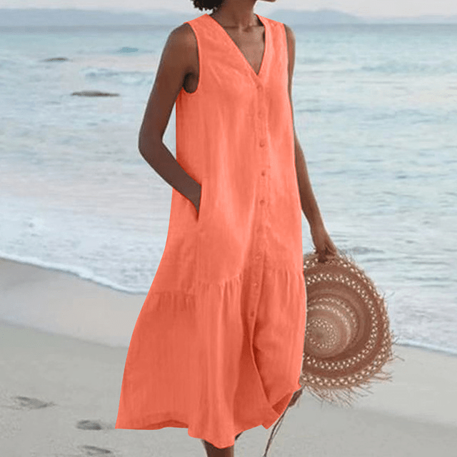 Image of Women's Button-Down A-Line Midi Dress