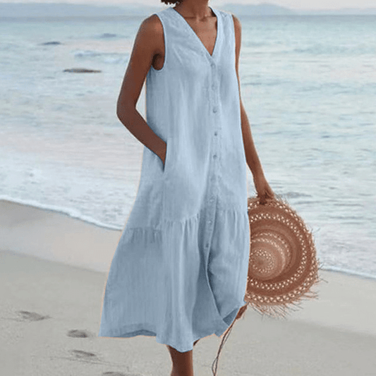 Image of Women's Button-Down A-Line Midi Dress