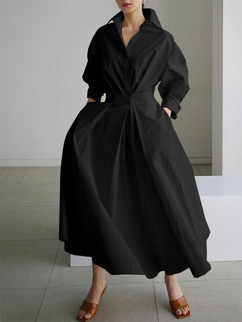 Image of Women's Button-Down A-Line Midi Dress